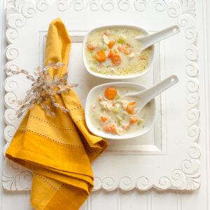 Bowl of creamy chicken soup