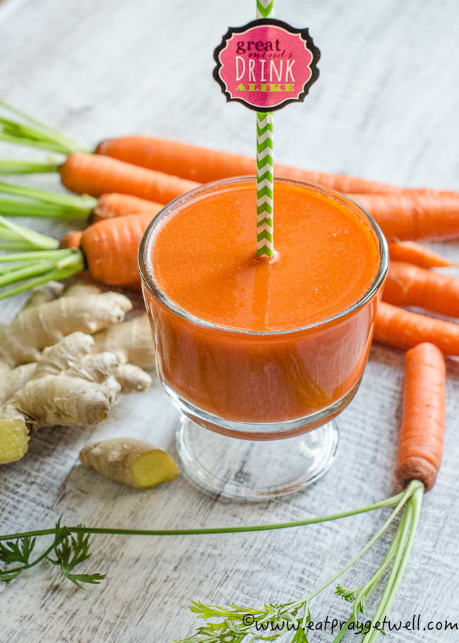 carrot and ginger juice in a glass